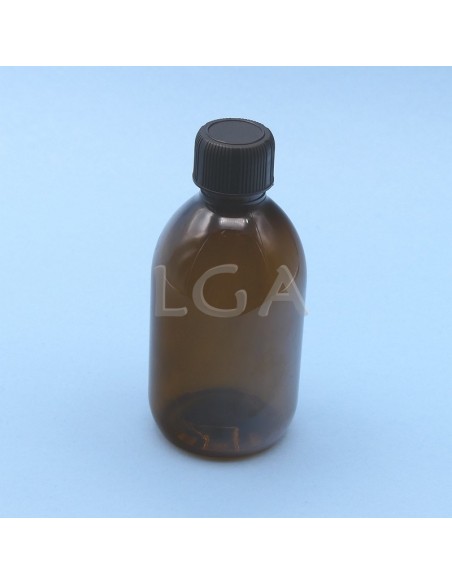 Flacons sirop PET ambré ronds Ø28 250ml