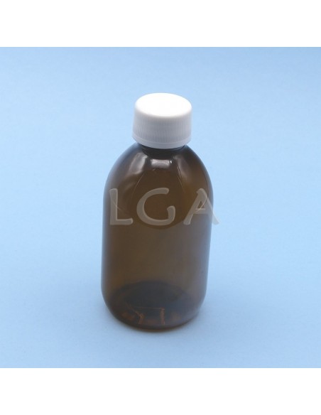 Flacons sirop PET ambré ronds Ø28 250ml