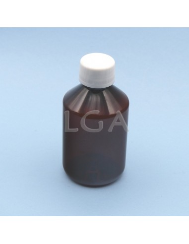 Frasco rotondo para jarabe- de plástico ámbar Ø28 200ml