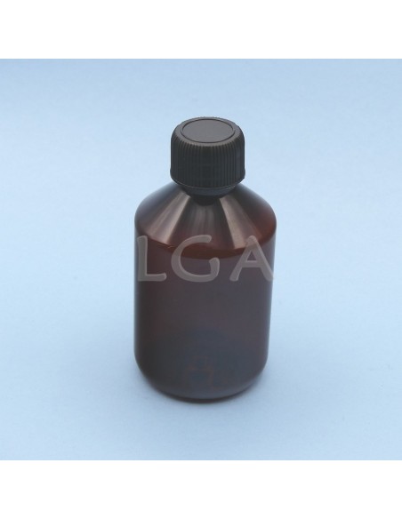 Flacons sirop PET ambré ronds Ø28 200ml