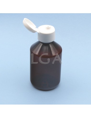 Frasco rotondo para jarabe- de plástico ámbar Ø28 200ml