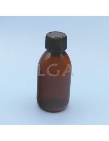 Frasco rotondo para jarabe- de plástico ámbar Ø28 150ml