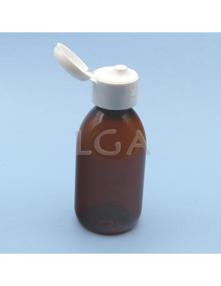 Frasco rotondo para jarabe- de plástico ámbar Ø28 150ml