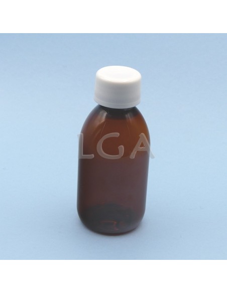 Flacons sirop PET ambré ronds Ø28 125ml