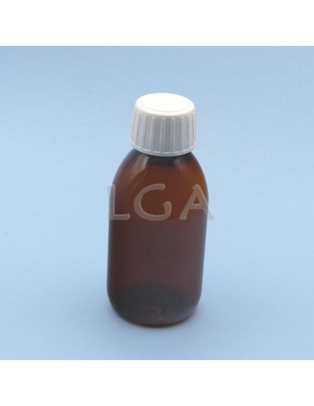 Flacons sirop PET ambré ronds Ø28 125ml