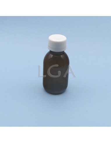 Frasco rotondo para jarabe- de plástico ámbar Ø28 100ml