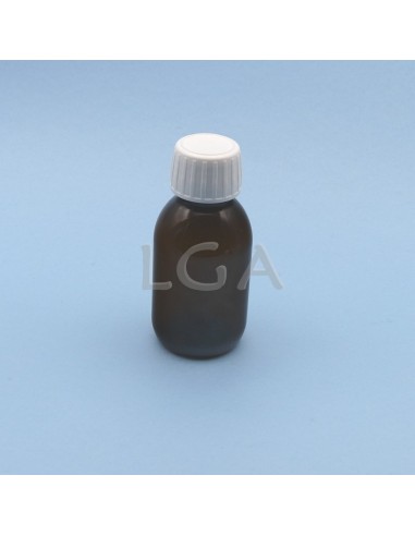 Flacone rotondo per sciroppo- PET plastica ambra Ø28 100ml