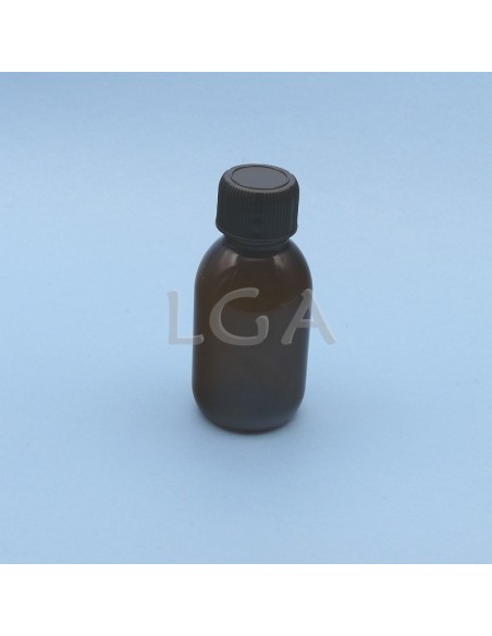 Rundes Fläschchen aus gelbem PET Plastikmaterialien- Ø28 100ml