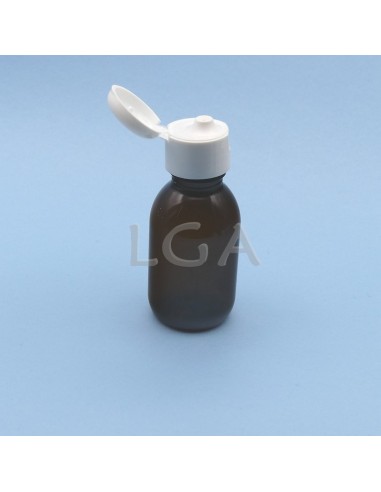 Frasco rotondo para jarabe- de plástico ámbar Ø28 100ml