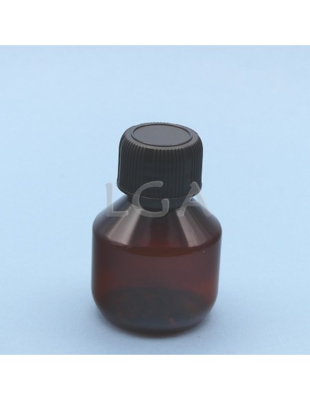Frasco rotondo para jarabe- de plástico ámbar Ø28 50ml