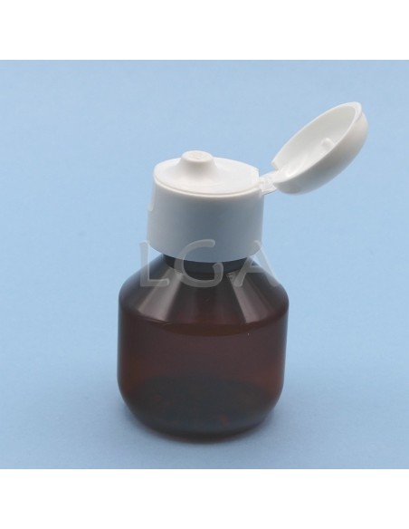 Frasco rotondo para jarabe- de plástico ámbar Ø28 50ml