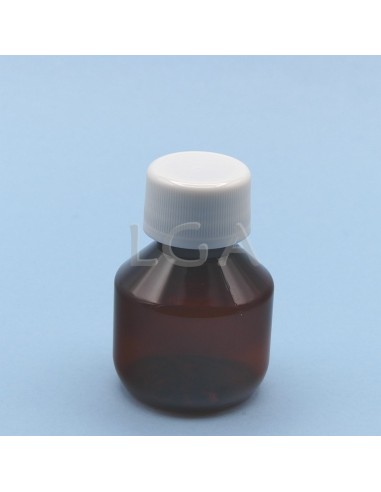 Frasco rotondo para jarabe- de plástico ámbar Ø28 50ml