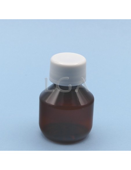 Flacons sirop PET ambré ronds Ø28 50ml