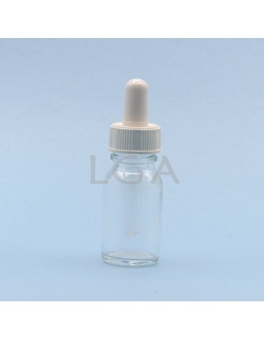 White glass round bottle Ø18 "Pharmacy" 15ml
