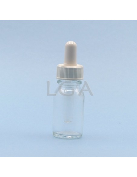 White glass round bottle Ø18 "Pharmacy" 15ml