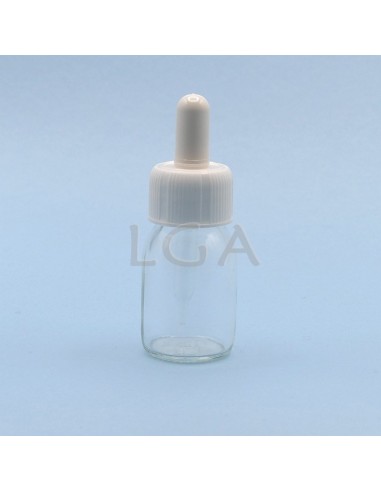 White glass round bottle ØPP28 30ml