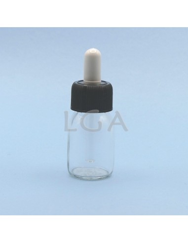 White glass round bottle ØPP28 30ml