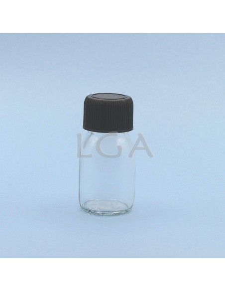 White glass round bottle ØPP28 30ml