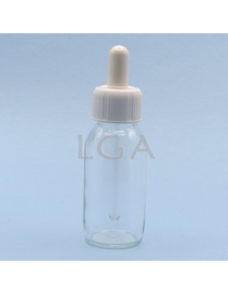 White glass round bottle ØPP28 60ml