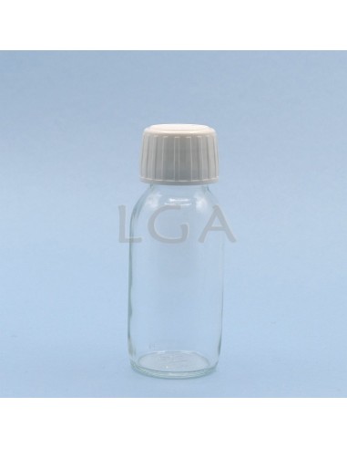 White glass round bottle ØPP28 60ml