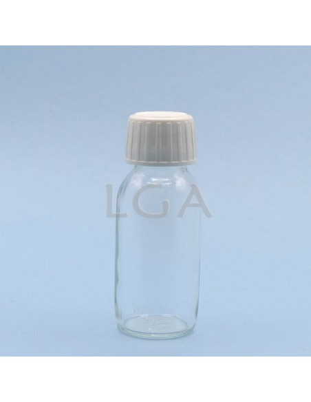 White glass round bottle ØPP28 60ml