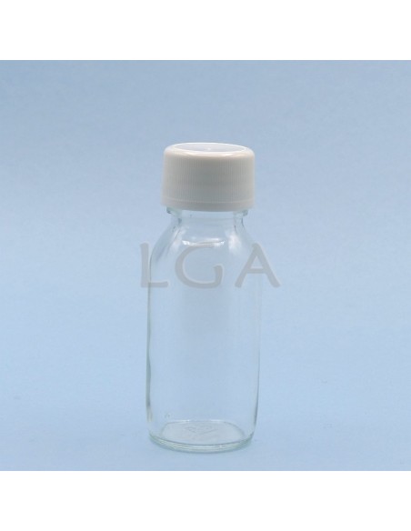 White glass round bottle ØPP28 60ml