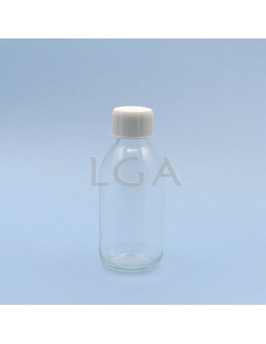 Rundes Fläschchen aus weißes Glas- ØPP28 100ml