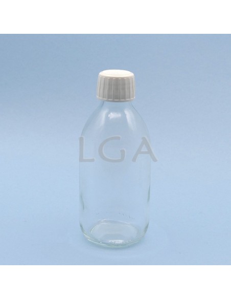 White glass round bottle ØPP28 250ml